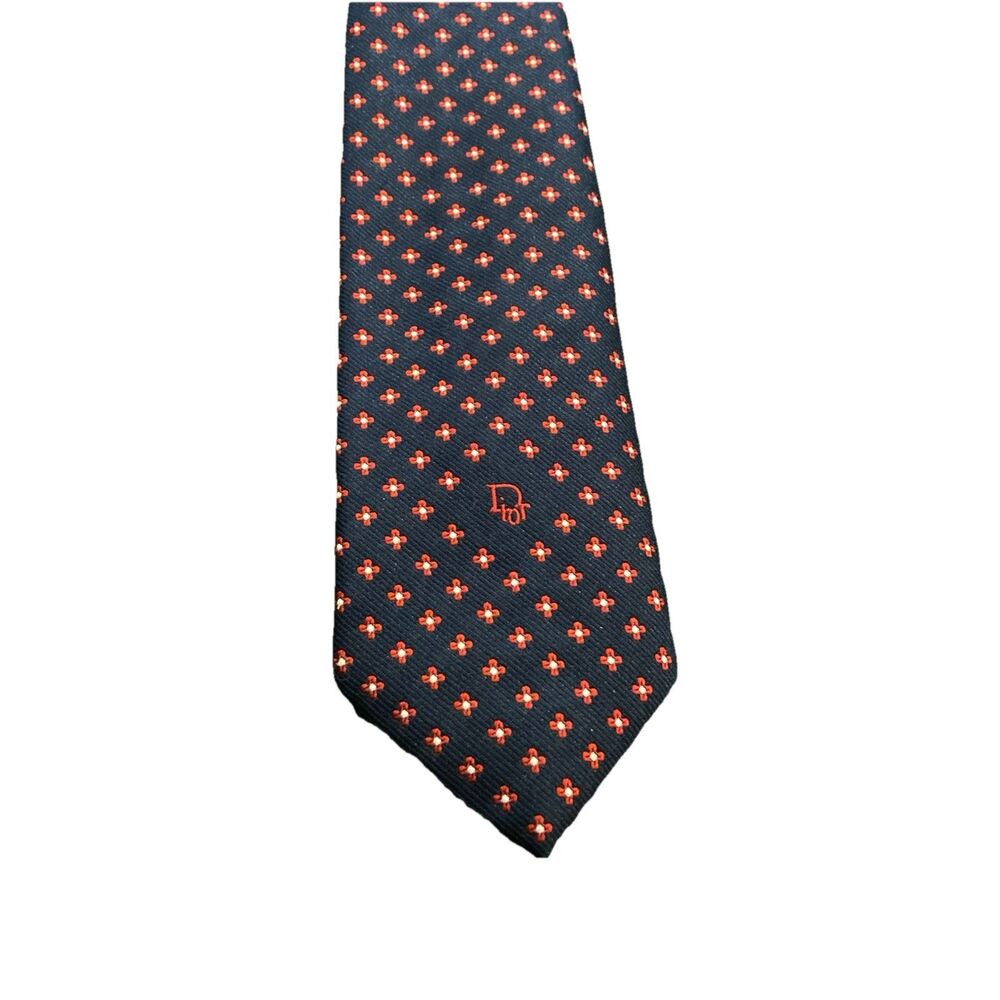 Christian Dior Cravates Tie Silk Blue Red Floral Luxury Necktie Mens 3"x54" USA